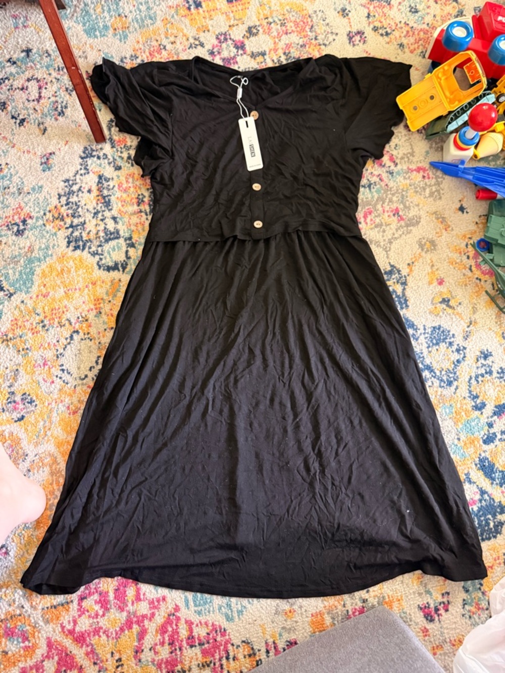 Casual Black Button-Front Women’s Nursing Dress